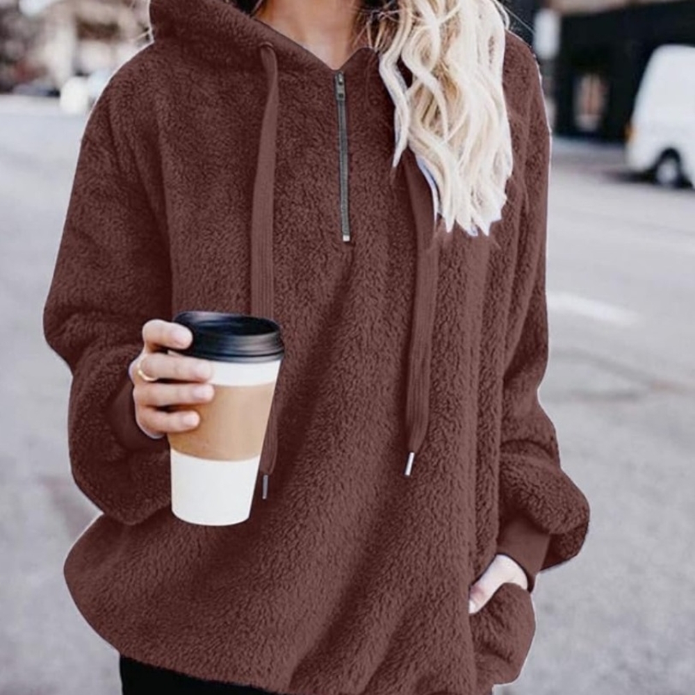 Cozy Brown Fleece Hoodie